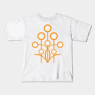 Orange geometric Art Deco floral motif Kids T-Shirt